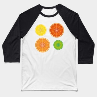 Citrus Slices Pattern: Orange, Lemon, Lime, Grapefruit Baseball T-Shirt